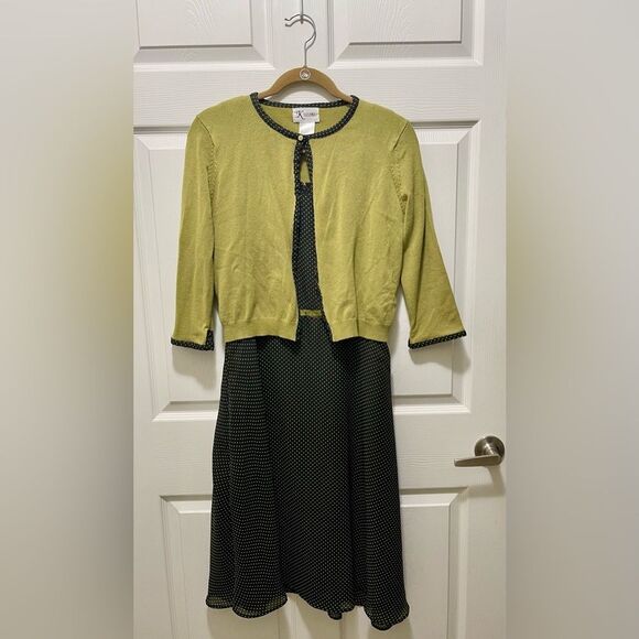 Womens 2 Piece Dress with Sweater Cardigan Size 8 Floral  Lot of 2 Purple Green - Picture 2 of 11